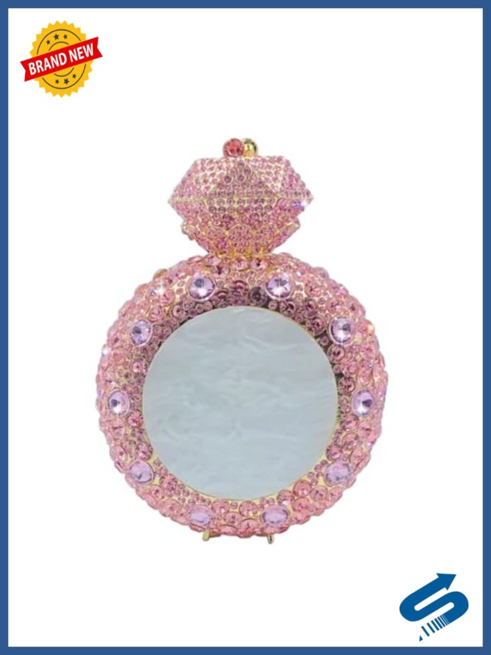 Rhinestone Crystal Clutch Evening Bag 3D Ring Faux Leather Mini Party Purse